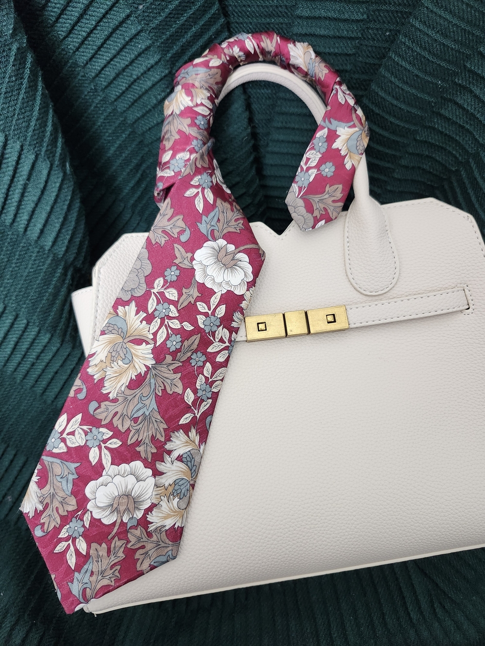 Floral Silk Scarf Wrap in Burgandy White Vintage Flowers